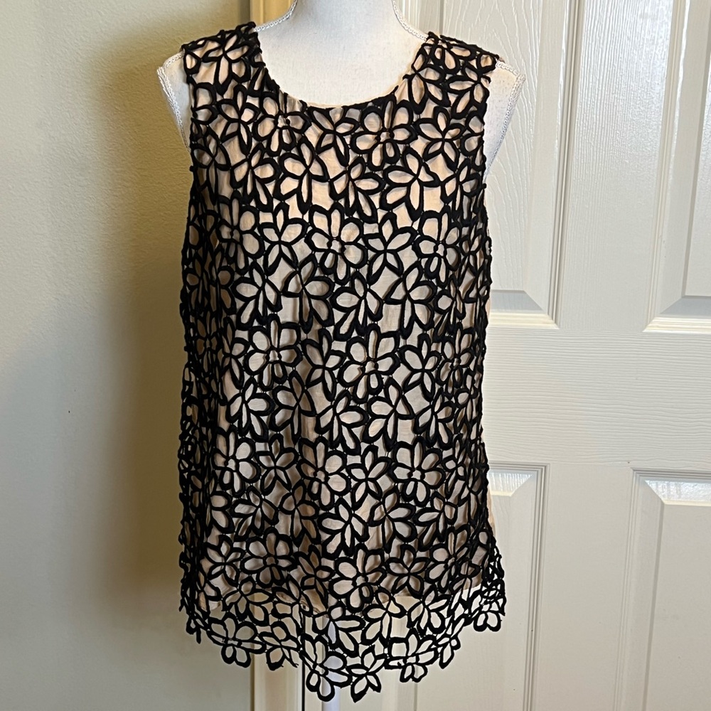 Lela Rose For Neiman Marcus X Target Guipure Lace Overlay Sleeveless Top